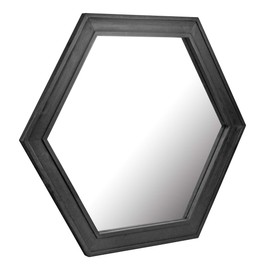 Stonebriar Decorative 24" Hexagon Wall Mirror with Black Wood Frame and Attached Hanging Bracket, Decorative Country Rustic Decor for the Living Room, Bedroom, Bathroom, Hallway, and Entryway
