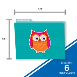 Carson Dellosa Owl Decorative File Folder Set—11.75" x 9.5" Colored File Folders for Filing Cabinet, for Office or Classroom File Organization (6-Pack)