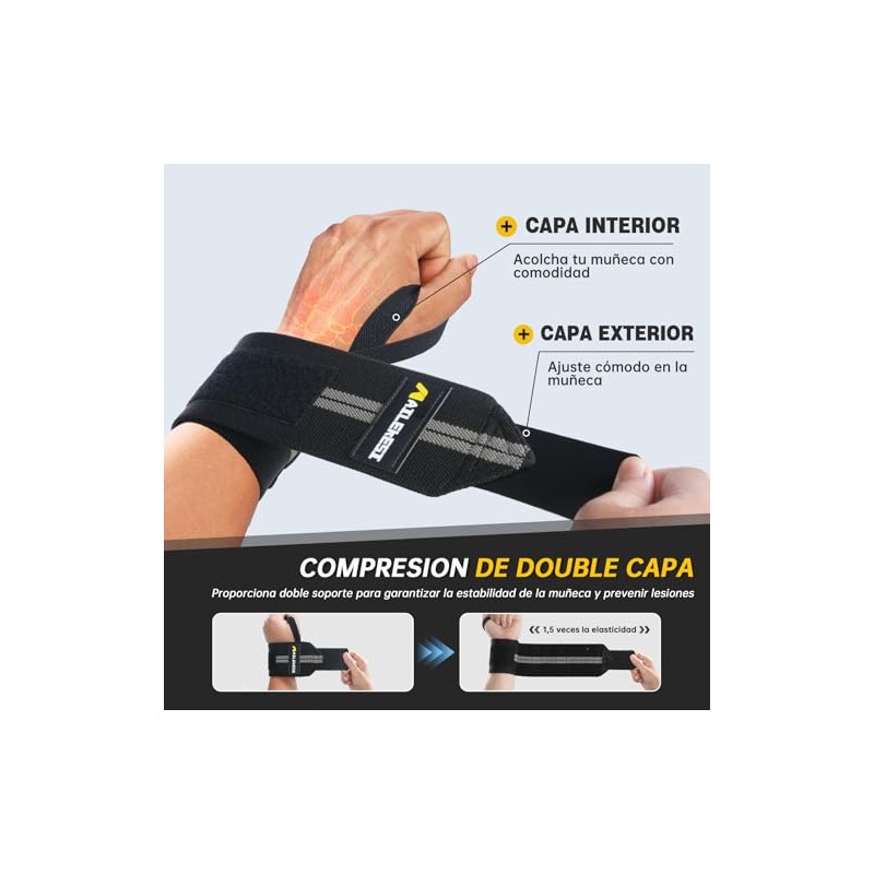 Muñequeras Gym,1 Par Correas de Muñeca con Sujetador de Pulgar,