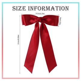 Jotia 6Pcs Silky Satin Ribbon Bow Hair Clips, Metal Barrettes With Bowknot Tassel Claw for Ponytail Holder - Girls and Women