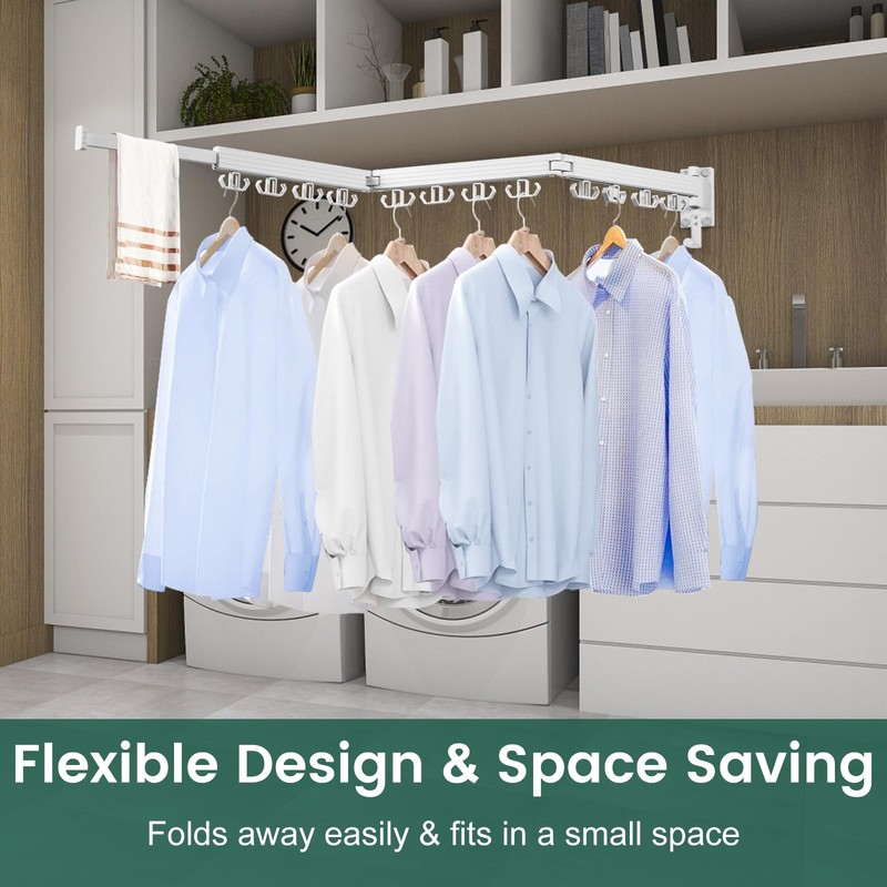 Kelisiting Wall Mounted Clothes Drying Rack, Laundry Drying Rack Wall