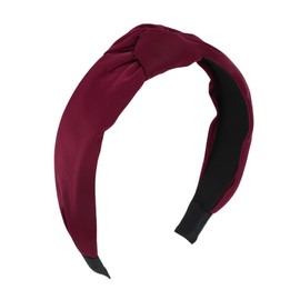 Oblihumoy Headband Knotted Headband for Women Girls Non Slip Wide Fashion Headbands Cute Burgundy Top Knot Hair Band Elastic Hair Accessories