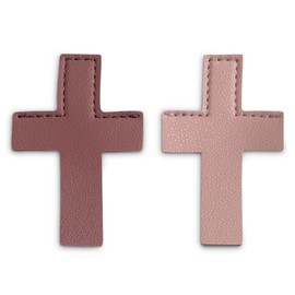 Book Nook Leather Cross Bible Bookmarks (Set of 2) - Cute Bookmarks for Bibles, Books, Journals, & Planners - Pink/Mauve, Gray/Tan (Pink and Mauve), BND002