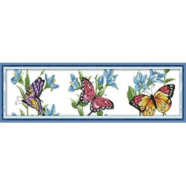 Abillyn Embroidery Cross Stitch Kits Butterfly Flying Stamped with Printed Pattern Starter Kit (Butterfly)