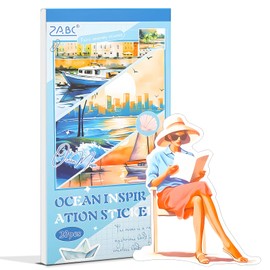 Snycler Blue Ocean Series Sticker Book - 20 Sheets Vintage PET Stickers for Scrapbooking, Junk Journaling, Ephemera, and Decorative Crafts - Pre-Cut Nautical Design Stickers