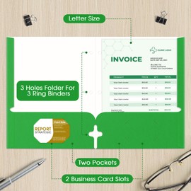 TooyBing Folders with Pockets, 2 Pocket Folders Bulk (120 Pack, Assorted Colors), Paper Folders with Pockets 3 Hole Punched with Business Card Slot, Letter Size, File Folders for School Office Home