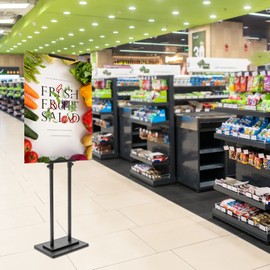 LyeXD Adjustable Double-sided Poster Stand for Display, Heavy Duty Pedestal Sign Holder Floor Stand, Poster Board Stand Floor Standing Sign Stand for Indoor Outdoor Display ,Black (11.8*9.8*77inch)