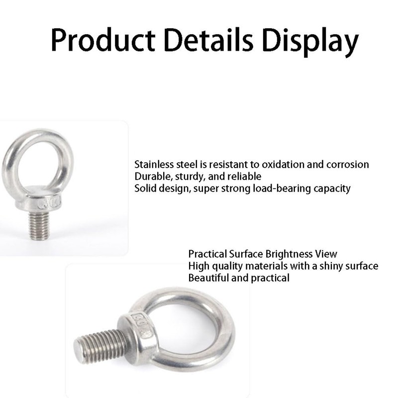 6Pcs Eye Bolts, M8 Eye Bolt,Eye Bolts Heavy Duty for