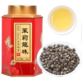 XIXICHA Jasmine Pearls Tea Jasmine Green Loose Leaf Dragon Balls Grade AAA 5.3oz/150g Long-lasting Natural Aroma Chinese Tea 茉莉花茶 特级茉莉龙珠 绿茶 花茶