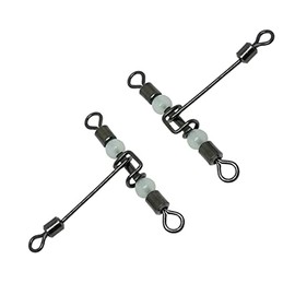 unclesportinfof 3 Way Cross-line Swivels Fishing Heavy Duty Lumious Three Way T Shape Swivel with Glow Beads (8x10#-28LB-Pack 20 PCS)