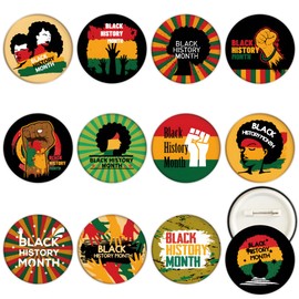 Black History Month Party Supplies - 2.28 inches Black History Month Pinback Buttons - Black History Month Party Badge - African American BHM Festival Decorations buttons - Set of 12