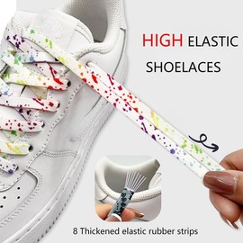 CUZRCYZ 2 Pairs 39.37" Elastic Shoe Laces,Colored No Tie Elastic Shoelaces for Adults and Kids, Black+white 01