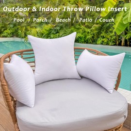OTPIPCS 18 x 18 Outdoor Pillow Inserts Set of 4 Medium Square Patio Furniture Pillows for Porch Couch Fall Throw Pillow Inserts Premium Decorative Stuffer Pillows Waterproof White Sofa Cushion