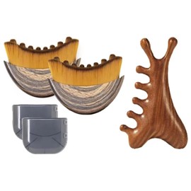 Lymph Contour Face Brush Set Sandalwood Gua Sha Massager Ergonomic Shaping Drainage Claw Comb Head Chin Neck Jaw Eyes Fits Skin Relieves Fatigue Swelling