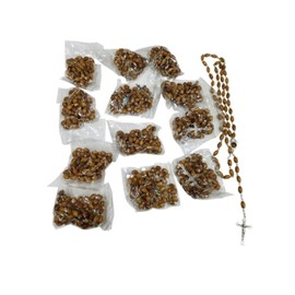 Lot of 12 Jerusalem Soil Bethlehem Olive Wood Rosaries w/ Holy Earth Relic