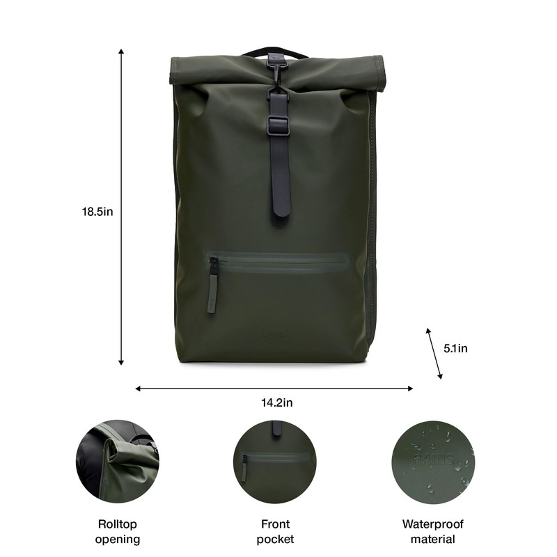RAINS Rucksack, Green, Rozmiar uniwersalny