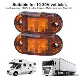 1 par de luces indicadoras de camiones 10-30V 2 luces laterales rectangulares LED con cable de 25 cm Lámpara de marcha atrás de freno de cola trasera para remolque Camión RV (Amarillo)