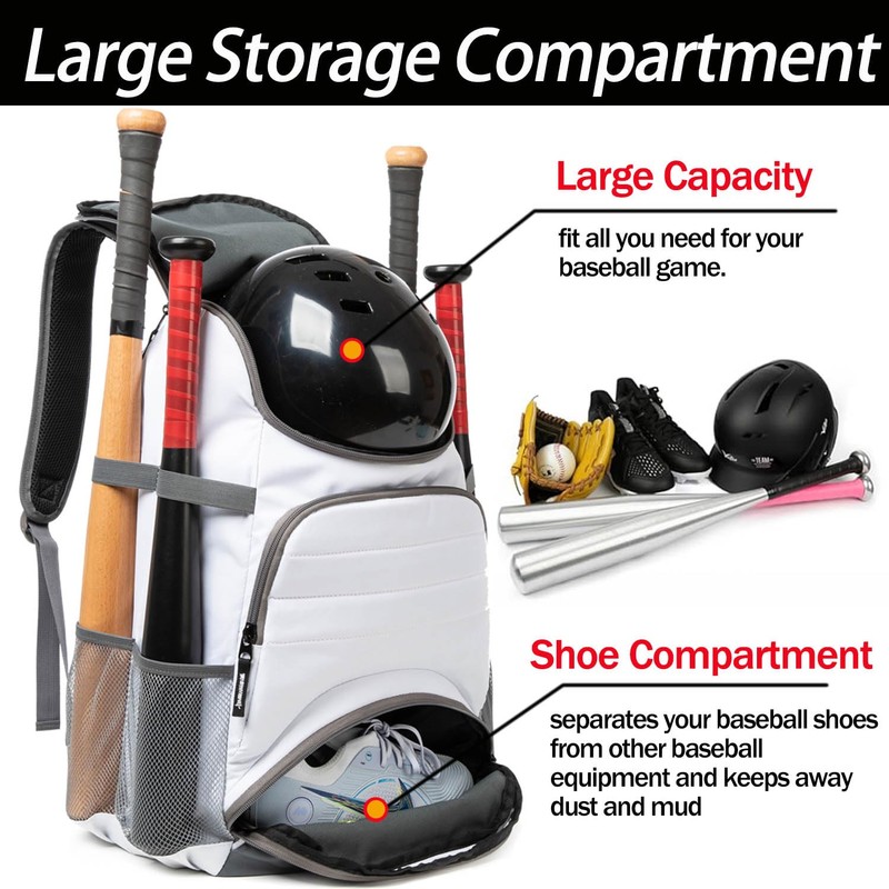MERALIAN Baseball Backpack with Shoe Compartment,Lightweight Softball Bag for Baseball,