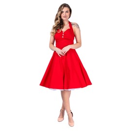 Ro Rox Molly Elegant Midi Retro 1950s Swing Pin Up Vintage Corset, red