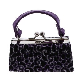 Glitter Flower Lipstick Case with Handle Mahjong Purse - Purple
