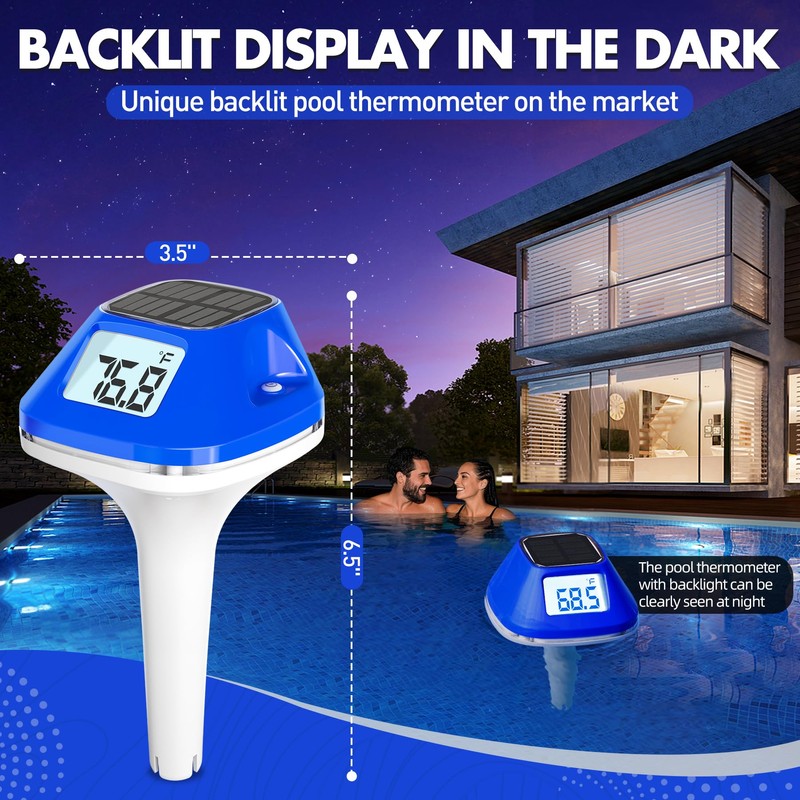 Pircaath 2026 Next-Gen Solar Pool Thermometer Floating Easy Read, Digital