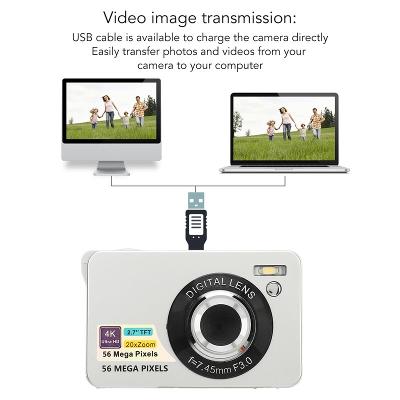 4K Digital Camera, 56MP Vlogging Camera with 20X Digital Zoom,