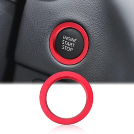 Auovo Engine Start Stop Button Outer Ring Compatible with Toyota Tundra Accessories 2022 2023 2024 2025 Sequoia Car Push Start Stop Button Cover Aluminum Alloy Tundra Interior Trim 1-Piece (Red)