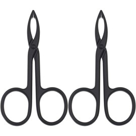(2 unidades) Pinzas para cejas con forma de tijeras, pinzas de punta plana, para cabello y cejas, cuidado personal, multicolor (lacio)