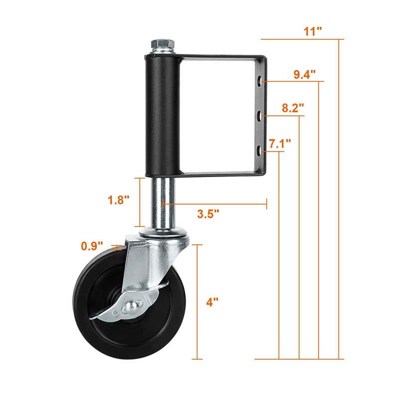 2 Pack Heavy Duty Gate Wheel 4 Inch Spring Loaded