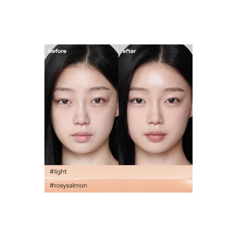 glow not dry concealer #light #rosysalmon, covers under-eye circles &