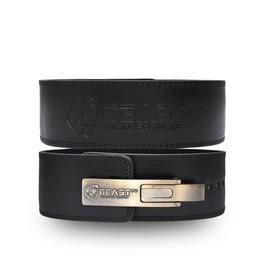 Beast Power Gear Lever belt Weight Lifting 10MM 13MM Leather Lever Belt Powerlifting- Free Strap Lower Back Support for Weightlifting, Deadlifts, Squats, Power Belt- Men & Women (Black/Black, XX-Large)