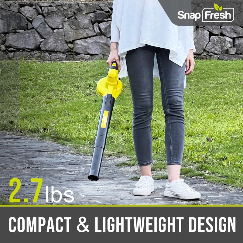 SnapFresh Cordless Leaf Blower - 180 CFM Leaf Blower with