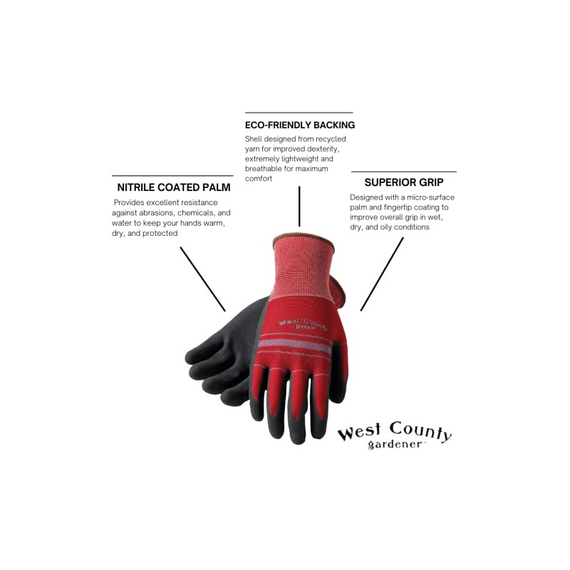 West County 030S/S Gloves – Small, Crimson/Slate, Protective Work Gloves
