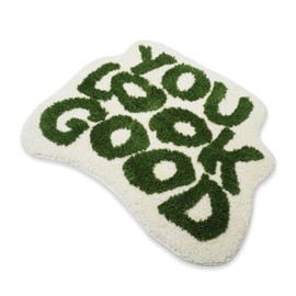 YOOCHUENG Bathroom Mat Alphabet Non Slip Bath Mat Creativity Funny Carpet High Pile Rug for Bedroom Absorbent Bath Mat Washable Bath Accessories Home Essentials, Green