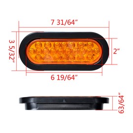 amopacorp 4X Red Stop Brake Running 2X White Backup Reverse 2X Amber Turn Signal Indicator Light 24-LED Oval Tail Lamp for Truck Trailer RV 12V