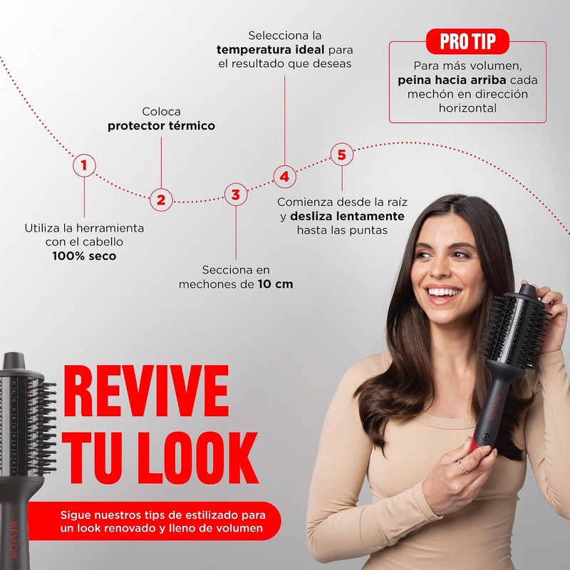 Revlon Cepillo Térmico Estilizador Half Moon para Cabello con Cerdas