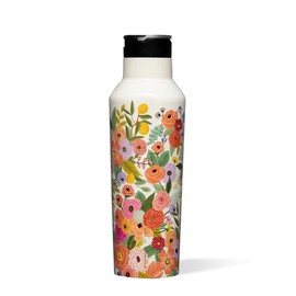 Corkcicle x Rifle Paper Co. Sport Canteen Insulated Tumbler, Garden Party Cream, 20 oz – Reusable Water Bottle Keeps Beverages Cold for 25hrs, Hot 12hrs – Cupholder Friendly Tumbler with Screw-On Cap