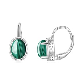 CRMAD Malachite Earrings for Women Sterling Silver Malachite Leverback Earrings Malachite Jewelry Gift for Women (malachite)