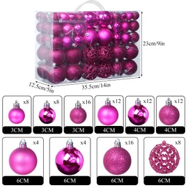 ZFYQ 100Pcs Christmas Tree Decorations Baubles, Decorative Hanging Baubles Set for Holiday Xmas Tree Decorations, Rose Red