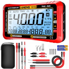 ANENG Digital Multimeter Tester,4000 Counts Voltage Tester,Auto-Ranging TRMS Volt Meter,Large LCD Ohm Meter Measures AC/DC Current,Voltage,Resistance, Diode,Continuity,Capacitance,Temperature(Red)