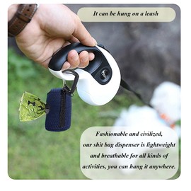 LuojinLuoda Dog Poop Bags Dispenser - Mesh Fabric Attachment Large Capacity Dog Poop Bag Holder with Zipper, Portable Pet Waste Bag Holder for Daily Dog Walking