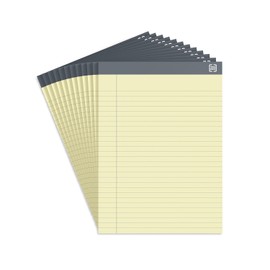 TRU RED Notepads, 8.5" x 11.75", Wide Ruled, Canary, 50 Sheets/Pad, 12 Pads/Pack (TR57366)