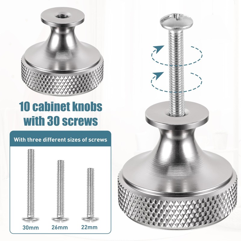 WUISOLQP 10 Pack Silver Cabinet Knobs Drawer Cupboard Kitchen Knobs