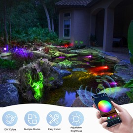 DarisingSun Pack of 4 LED Pond Lighting, WiFi RGB LED Garden Light Controllable via App, IP68 Waterproof Garden Spotlight, Outdoor Garden Lamps for Yard, Trees, Compatible with Alexa, Google Home