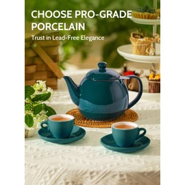 Sweese Teapots for Tea, 27 oz Porcelain Tea pot with Removable Stainless Steel Infuser, Tea Pots for Loose Tea - Dark Green