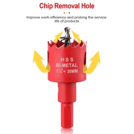 30mm Hole Saws Cutter, HSS Bi-Metal Drill Bit for Wood, Plastic, UPVC, Fiberglass and Plasterboard