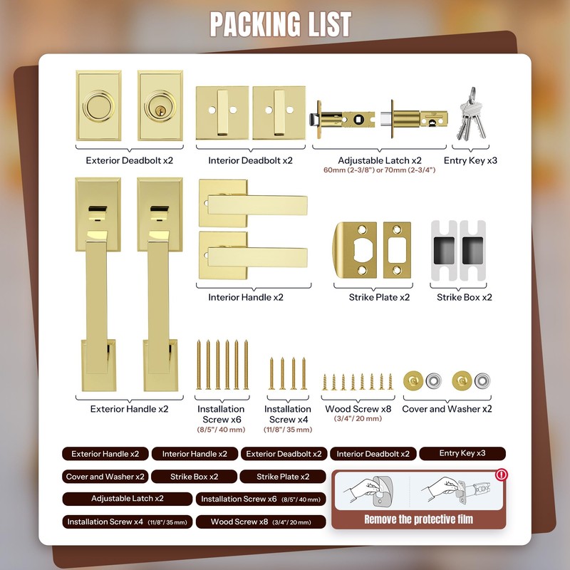 LOQRON Double Front Door Lock Set, Keyed Entry Front Door