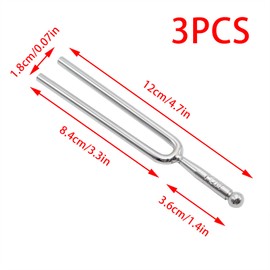 JAKOUE 3Pcs 440Hz Silvery Tuning Fork Set - Premium Metal Alloy Tuner Tool for Guitar, Violin & Music Therapy (Professional A Pitch Fork Kit)