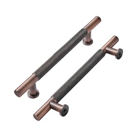 khtumeware 10 Pack 8 Inch(203mm) Drawer Handles Knurled Brushed Antique Copper Cabinet Pulls Drawer Pulls Kitchen Hardware Kitchen Handles for Cabinets Cupboard Handles