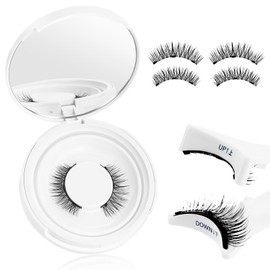 LOPHE Magnetic Eyelashes, 1 Pair of Magnetic Eyelashes, Lashes Magnetic Kit with Pliers, No Glue, Magnetic Eyelashes, Reusable (White)